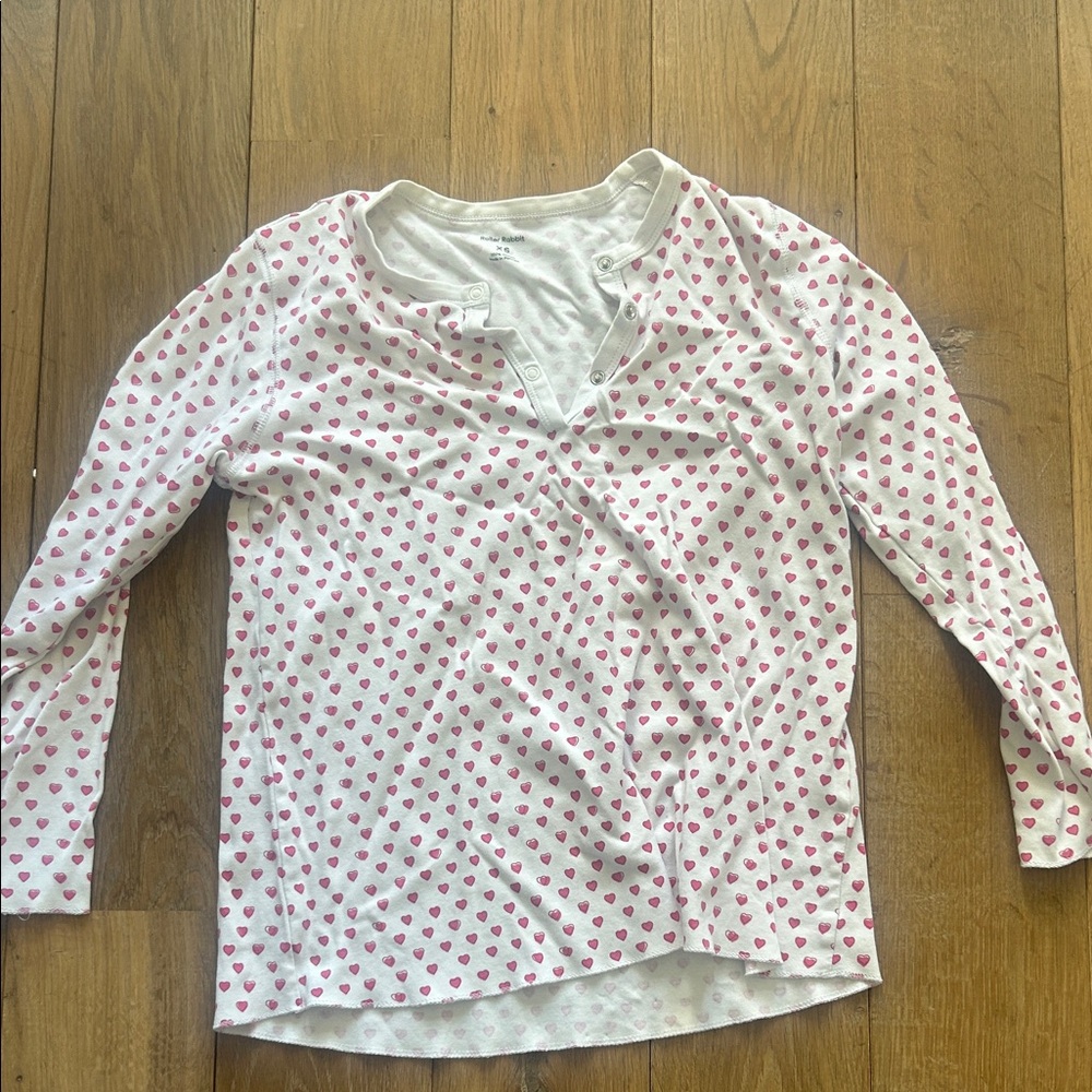 Roller Rabbit White Top with Pink Heart Design